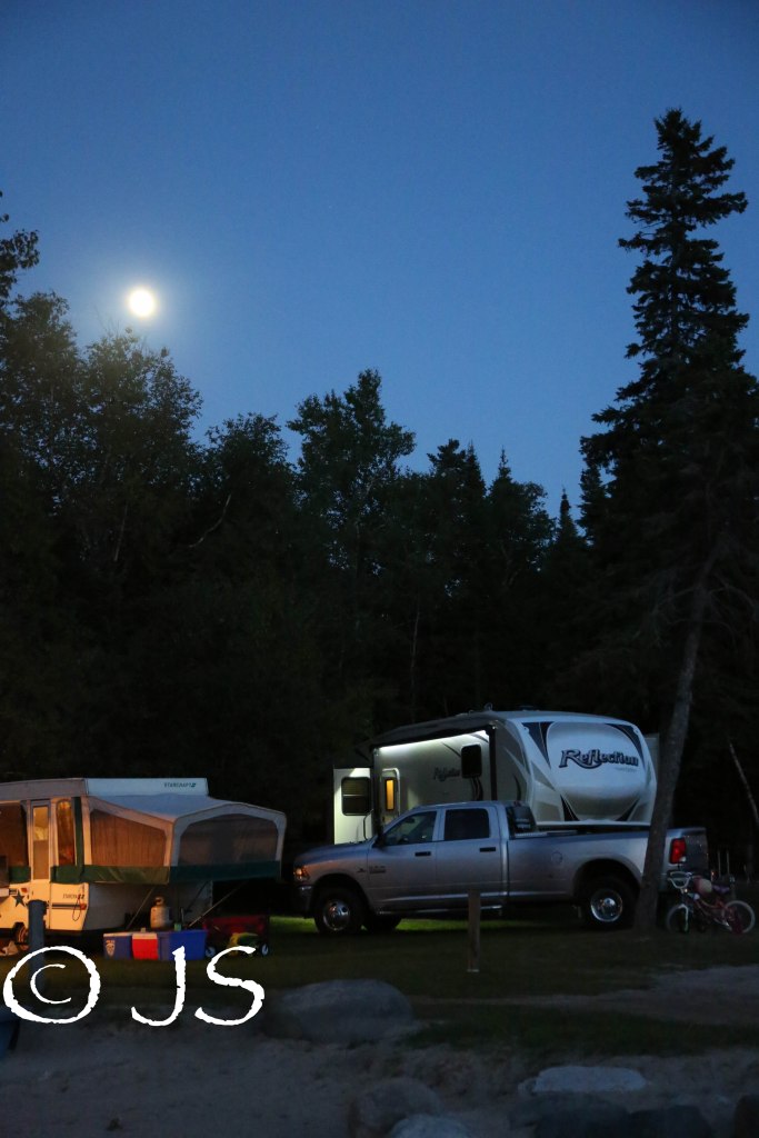 View of our campsite at night